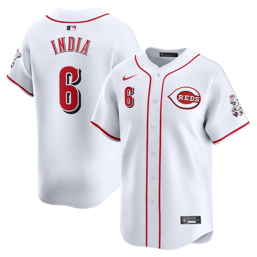 Men Cincinnati Reds #6 Jonathan India Nike White Home Limited Player MLB Jersey->->